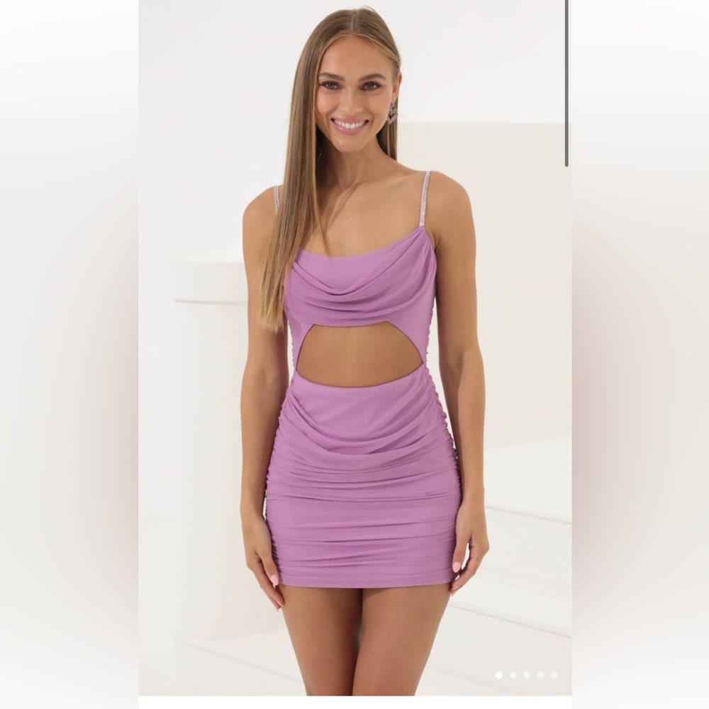 Lucy in the sky cutout dress in purple